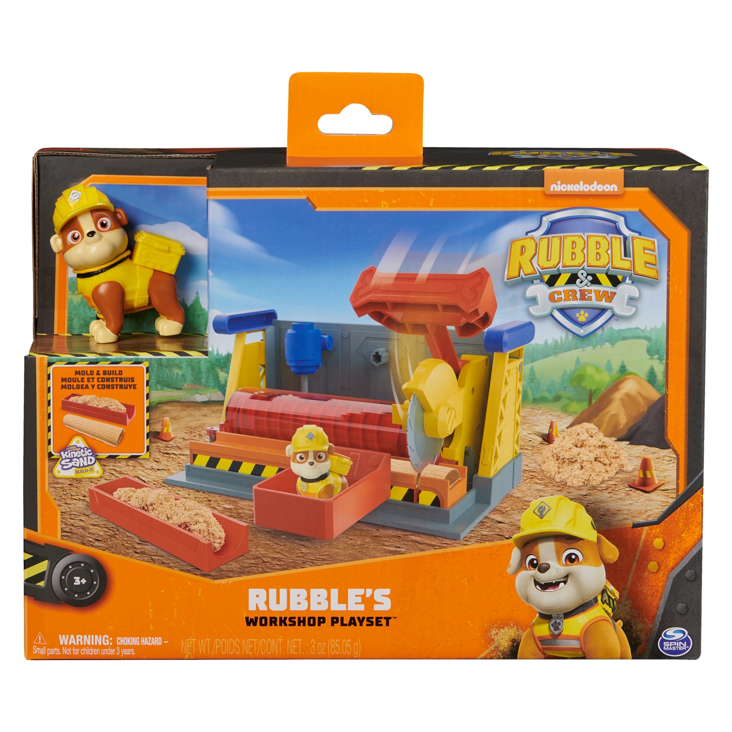 Spin Master Rubble & Crew Rubble's Workshop - Set da Costruzione con Personaggio Rubble, Accessori e Sabia Kinetica, 3 Anni