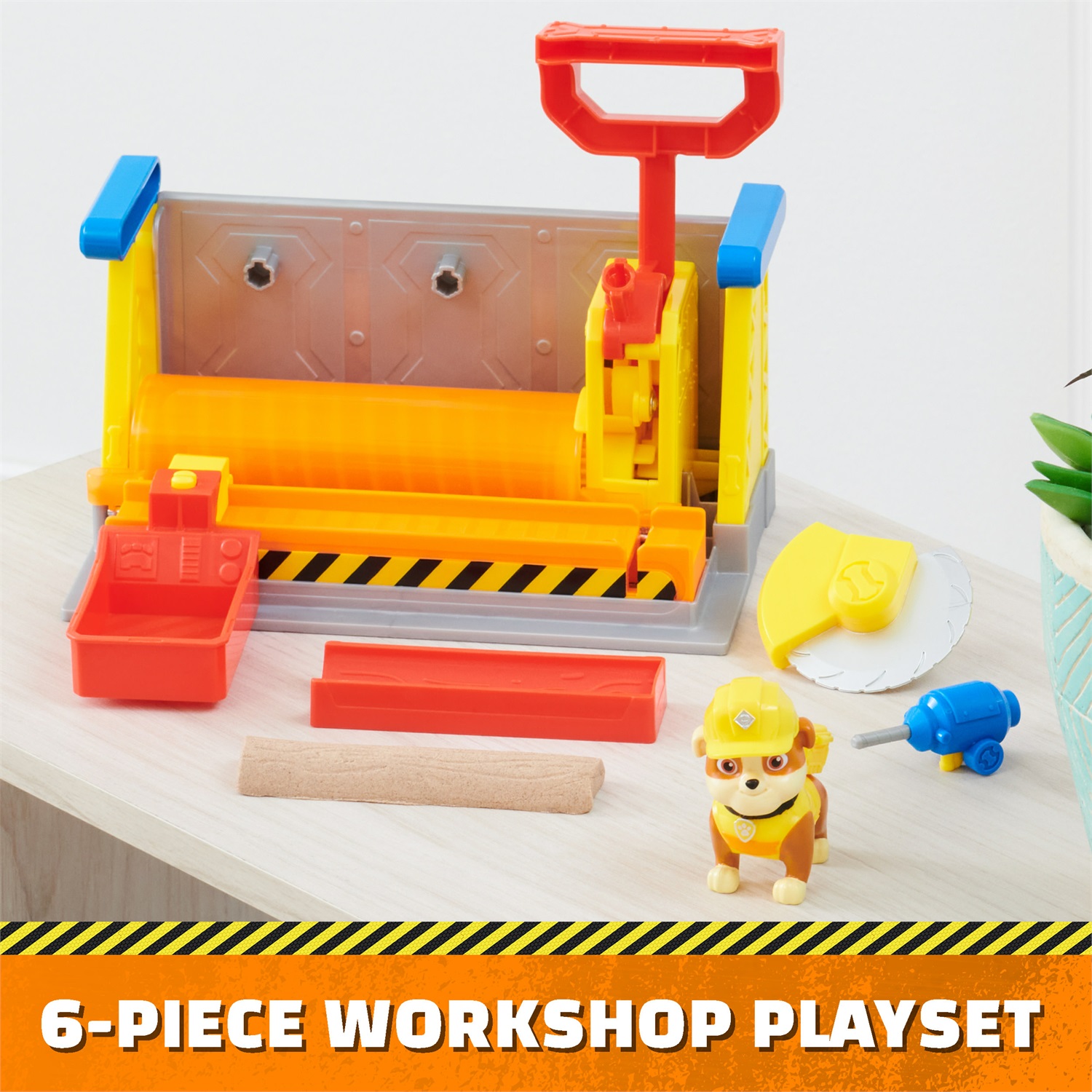 Spin Master Rubble & Crew Rubble's Workshop - Set da Costruzione con Personaggio Rubble, Accessori e Sabia Kinetica, 3 Anni