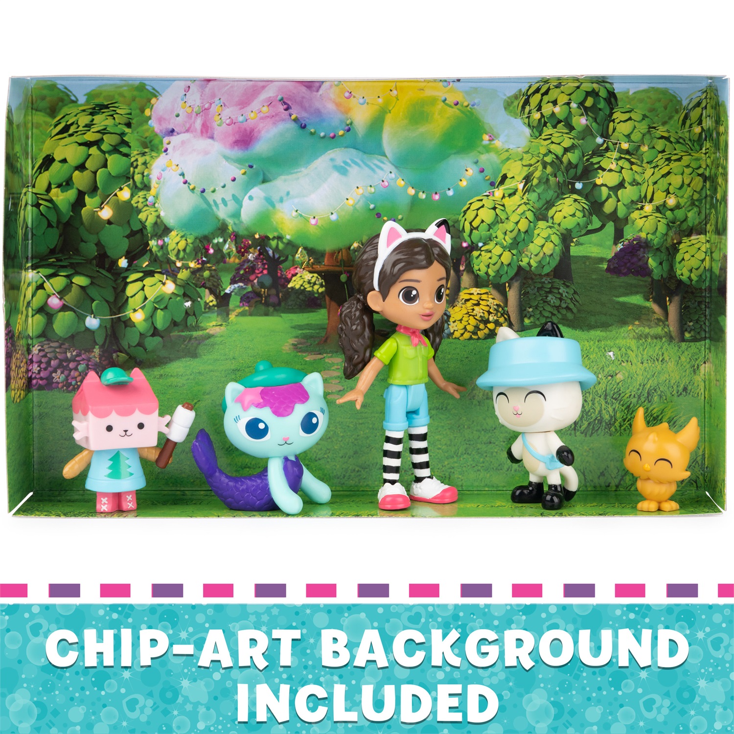 Spin Master Gabby's Dollhouse - Confezione da 4 personaggi in versione campeggio: Gabby, Pandy Panda, Baby Scatola e Siregatta, giocattoli per bambine e bambini dai 3 anni in su