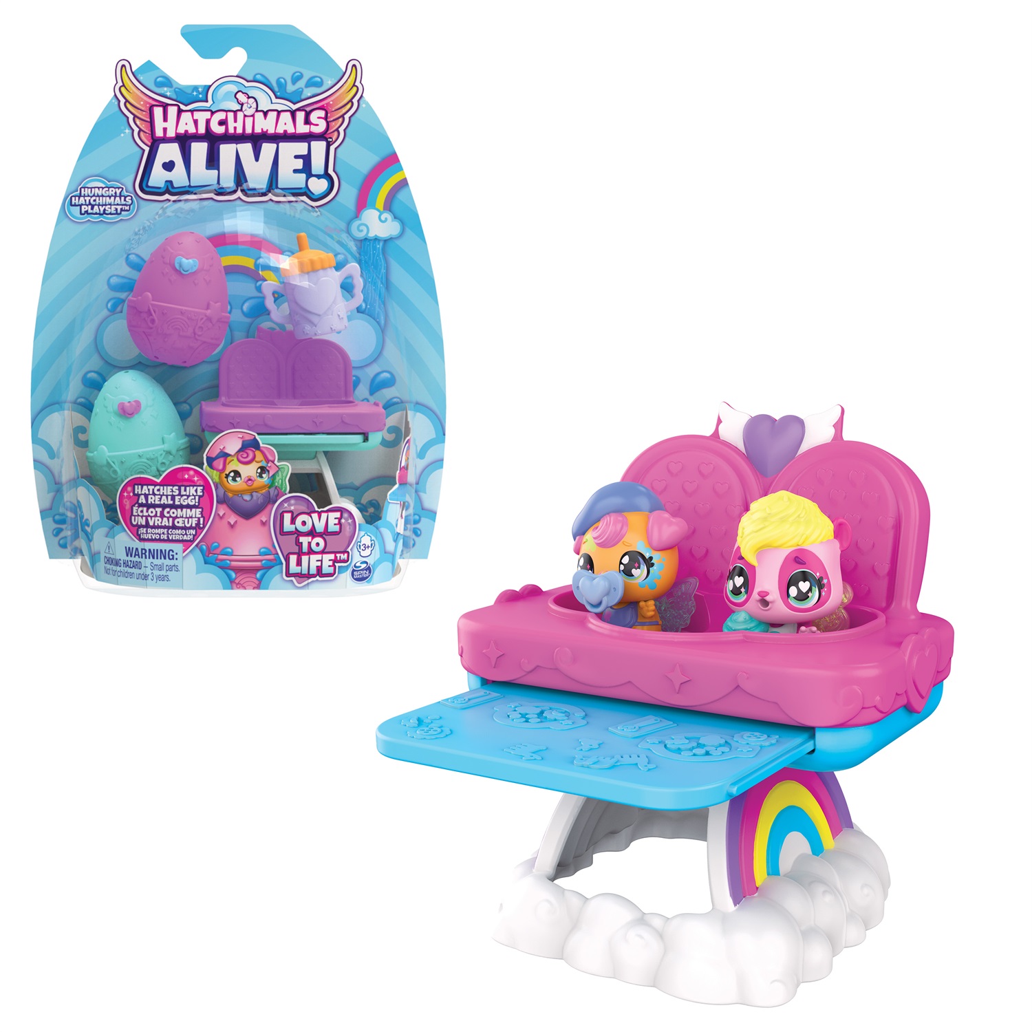 Hatchimals Alive - Confezione con Due Uova che Si Schiudono con l'Acqua e Seggiolone, Giocattolo per Bambini dai 3 Anni in Su