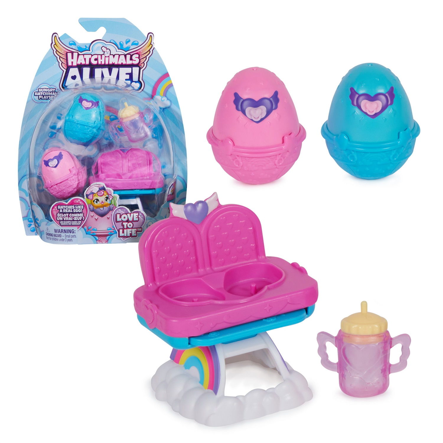 Hatchimals Alive - Confezione con Due Uova che Si Schiudono con l'Acqua e Seggiolone, Giocattolo per Bambini dai 3 Anni in Su