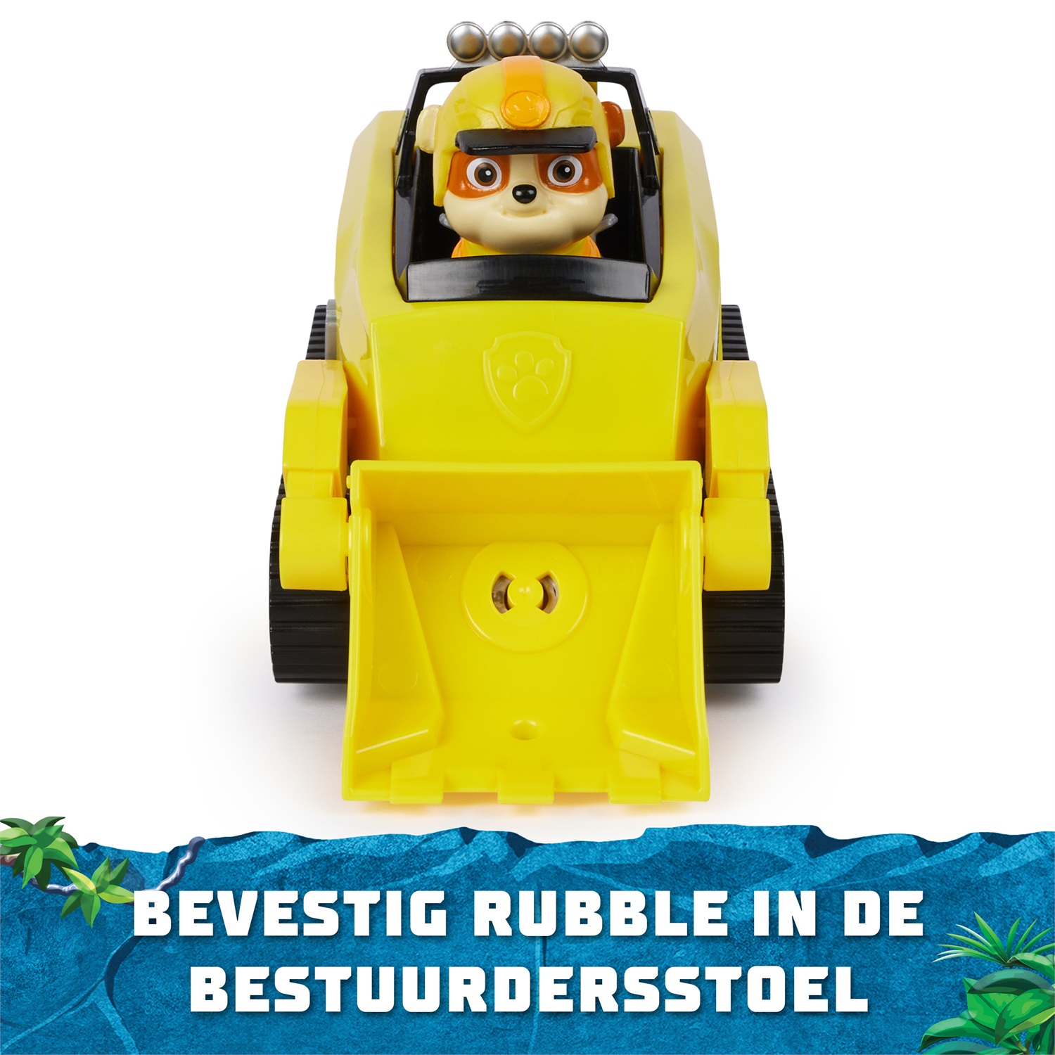 Spin Master PAW Patrol Jungle Pups - Veicolo Rinoceronte di Rubble Trasformabile con Personaggio Rubble da Collezione, Giocattolo per Bambini dai 3 Anni in Su