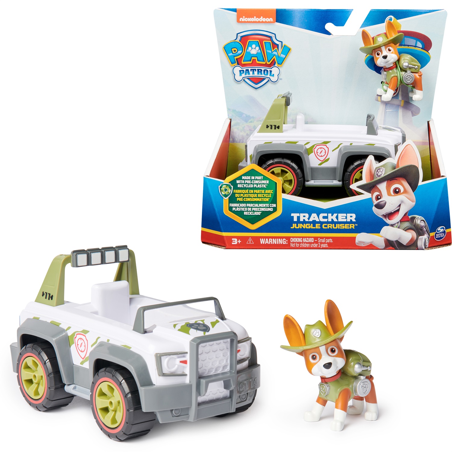 Spin Master PAW Patrol Veicolo Jungle Cruiser di Tracker con Personaggio Tracker - Dettagli Autentici e Ruote Funzionanti, Giochi Bambini 3 anni