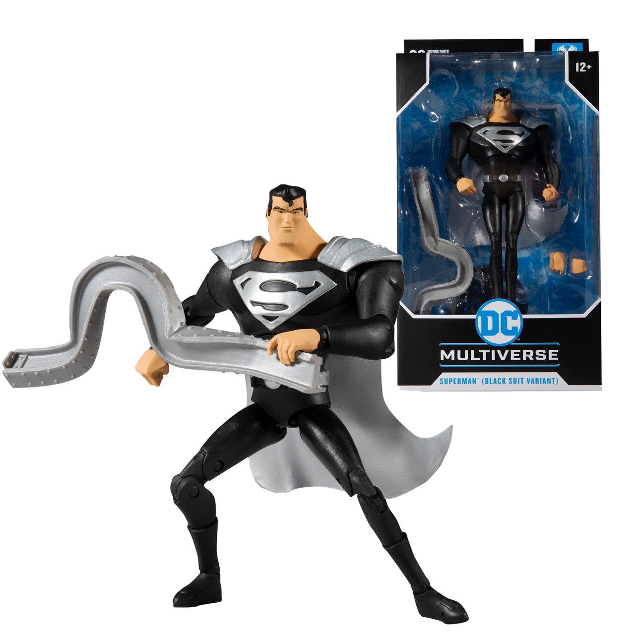 McFarlane DC Multiverse - Superman Animato 17,8 cm con Vestito Nero e Ultra Articolazione