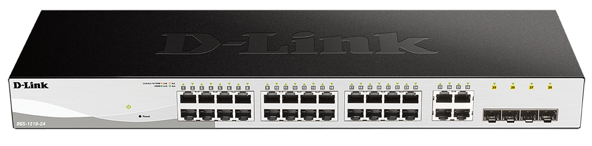D-Link DGS-1210-24 Switch di Rete Gestito L2 24 Porte Gigabit Ethernet (10/100/1000) con 4 Porte SFP Combo - Montaggio Rack 1U Nero