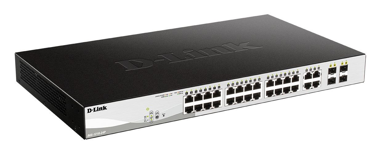 D-Link DGS-1210-24P Switch di Rete Gestito L2 Gigabit Ethernet (10/100/1000) con 24 Porte RJ-45 e 4 Porte SFP, Supporto Power over Ethernet (PoE), Design Senza Ventole