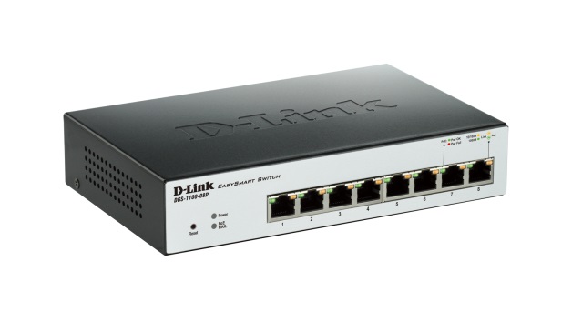 D-Link DGS-1100-08P EasySmart Switch Gestito L2 con 8 Porte Gigabit Ethernet (10/100/1000) e Supporto Power over Ethernet (PoE) - Nero