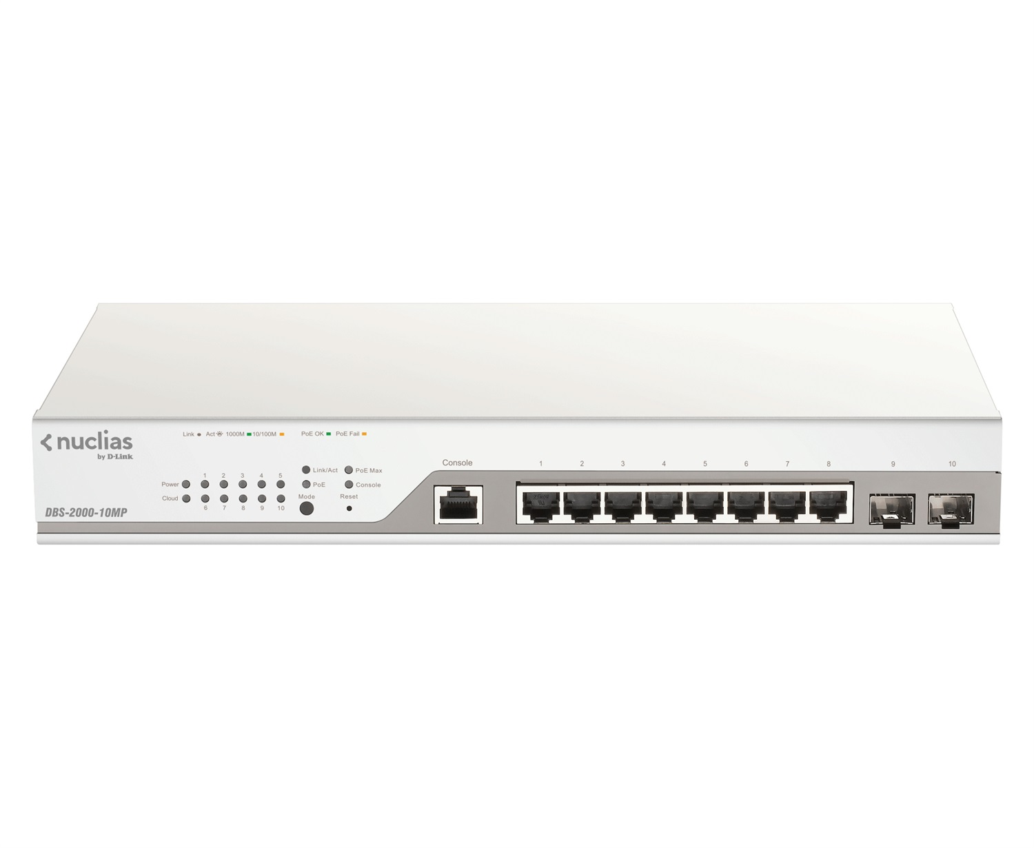 D-Link DBS-2000-10MP Switch di Rete Gestito L2 10 Porte Gigabit Ethernet (10/100/1000) con Supporto Power over Ethernet (PoE) e Montaggio Rack - Grigio