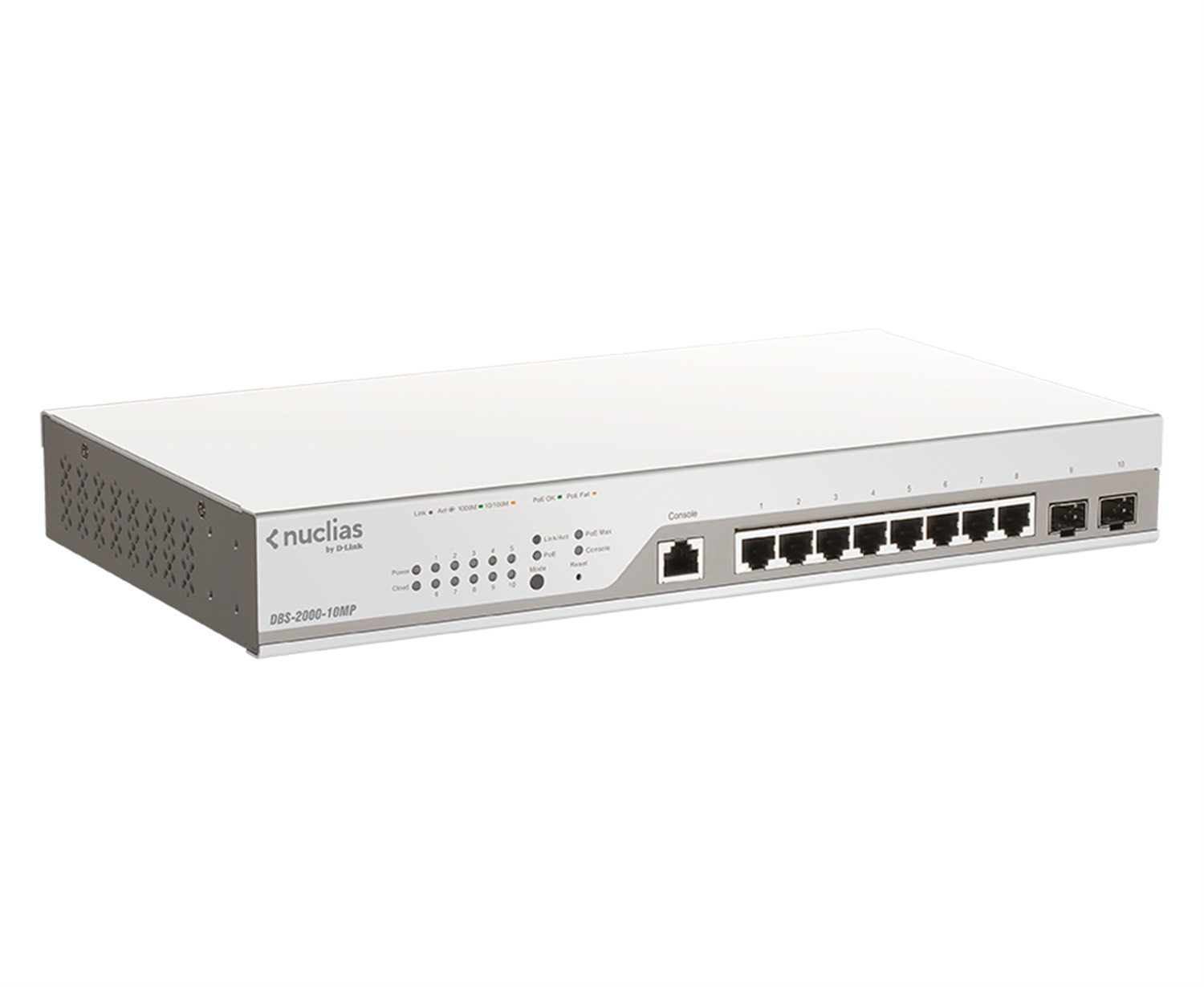 D-Link DBS-2000-10MP Switch di Rete Gestito L2 10 Porte Gigabit Ethernet (10/100/1000) con Supporto Power over Ethernet (PoE) e Montaggio Rack - Grigio