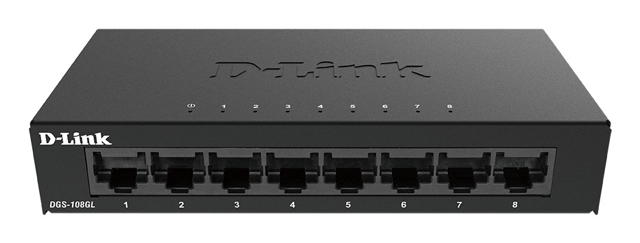 D-Link DGS-108GL Switch Unmanaged 8 Porte Gigabit Ethernet (10/100/1000) con Struttura in Metallo e Design Senza Ventole