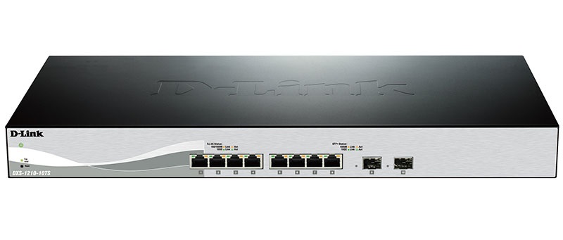 D-Link DXS-1210-10TS Switch Gestito L2/L3 10G Ethernet 8 Porte RJ-45 2 Porte SFP Rack 1U Nero, Argento