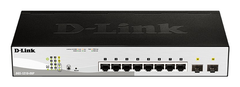 D-Link DGS-1210-08P/E Switch Smart Gestito L2 8 Porte Gigabit Ethernet PoE con 2 Porte SFP