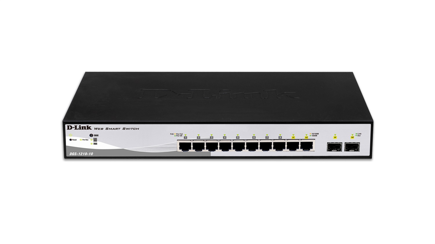D-Link DGS-1210-10 Switch di Rete Gestito L2 Gigabit Ethernet 10 Porte (8x RJ45 2x SFP) Rack 1U Nero/Grigio