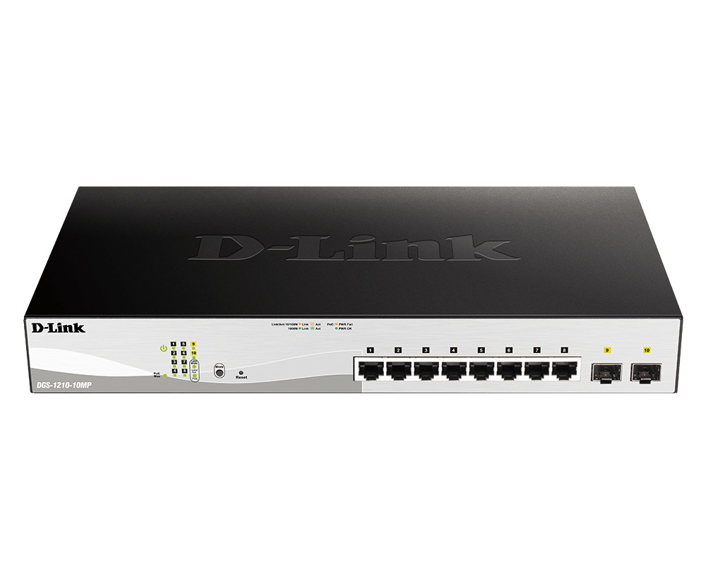 D-Link DGS-1210-10MP Switch Gestito L2 Gigabit Ethernet 10 Porte (8x RJ-45, 2x SFP) con Supporto PoE fino a 30W
