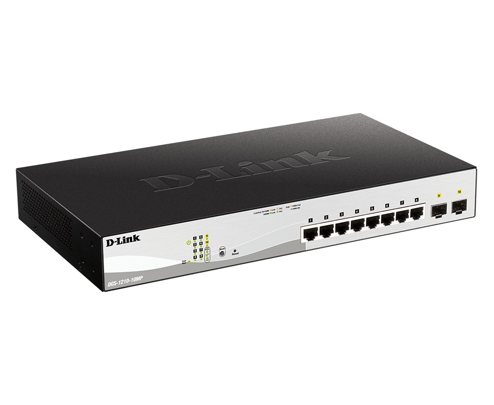 D-Link DGS-1210-10MP Switch Gestito L2 Gigabit Ethernet 10 Porte (8x RJ-45, 2x SFP) con Supporto PoE fino a 30W