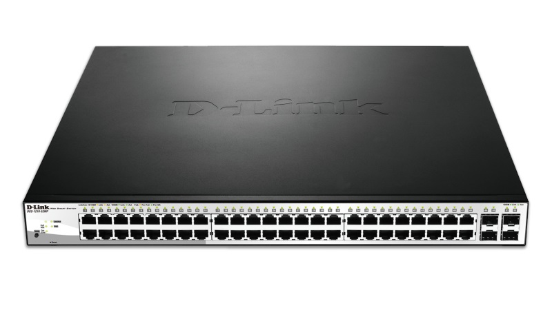 D-Link DGS-1210-52MP Switch Gestito L2 Gigabit Ethernet 48 Porte (10/100/1000) con Supporto Power over Ethernet (PoE) - 370W, Rack 1U, Nero e Grigio