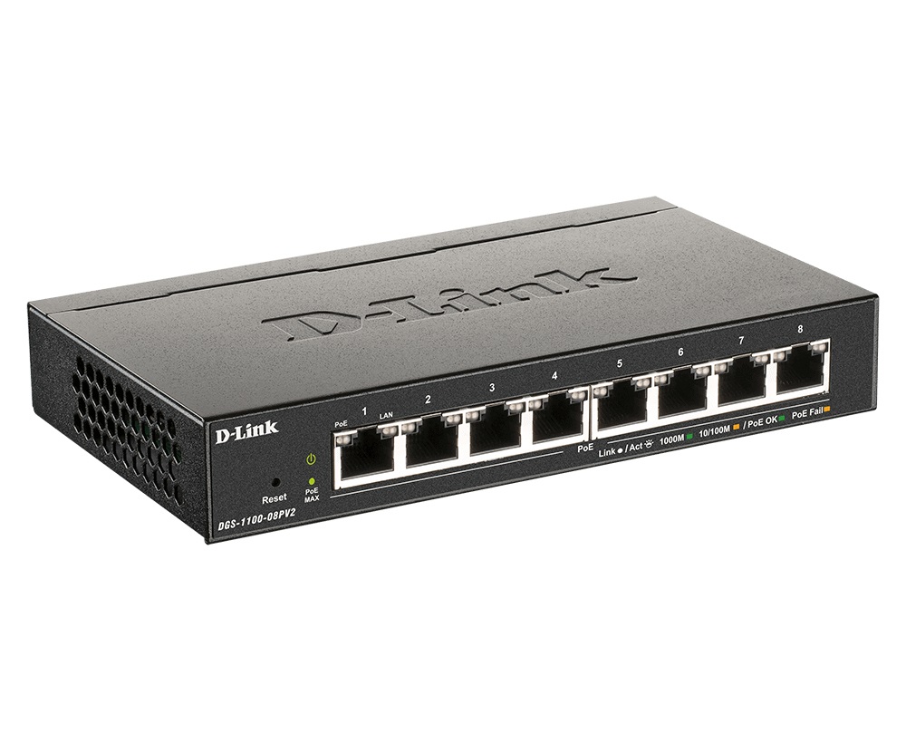 D-Link DGS-1100-08PV2 Switch Gestito L2/L3 Gigabit Ethernet 8 Porte PoE 64W con Supporto VLAN e QoS