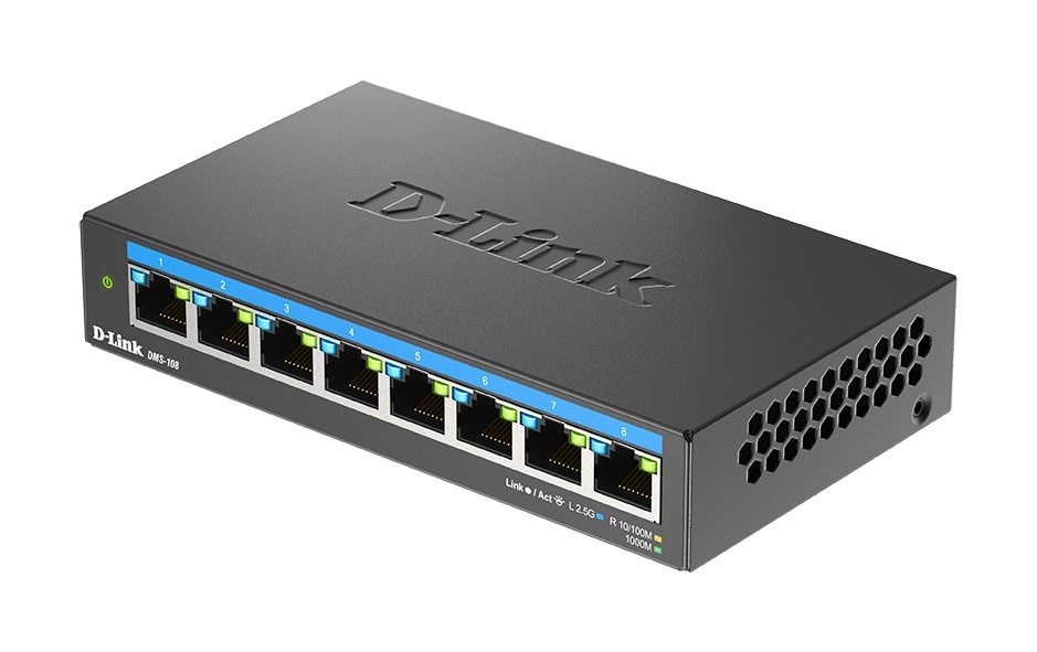 D-Link DMS-108 Switch Non Gestito L2 8 Porte 2.5G Ethernet (100/1000/2500) Nero - Compatto e Senza Ventola