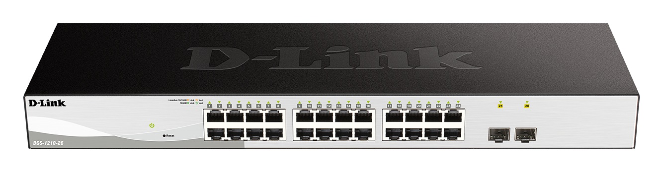 D-Link DGS-1210-26/E Switch di rete Gestito L2 con 26 Porte Gigabit Ethernet (24x10/100/1000 2xSFP) Montaggio Rack 1U