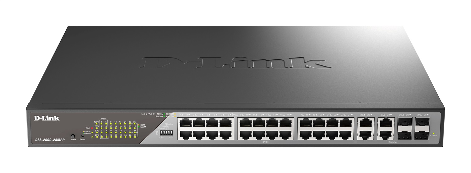 D-Link DSS-200G-28MP Switch di Rete Gestito L2 Gigabit Ethernet 24 Porte (10/100/1000) con Supporto Power over Ethernet (PoE) 1U Grigio
