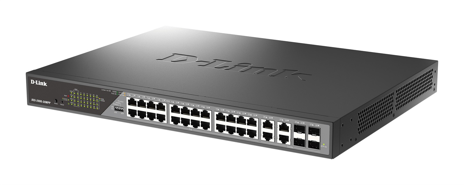 D-Link DSS-200G-28MP Switch di Rete Gestito L2 Gigabit Ethernet 24 Porte (10/100/1000) con Supporto Power over Ethernet (PoE) 1U Grigio