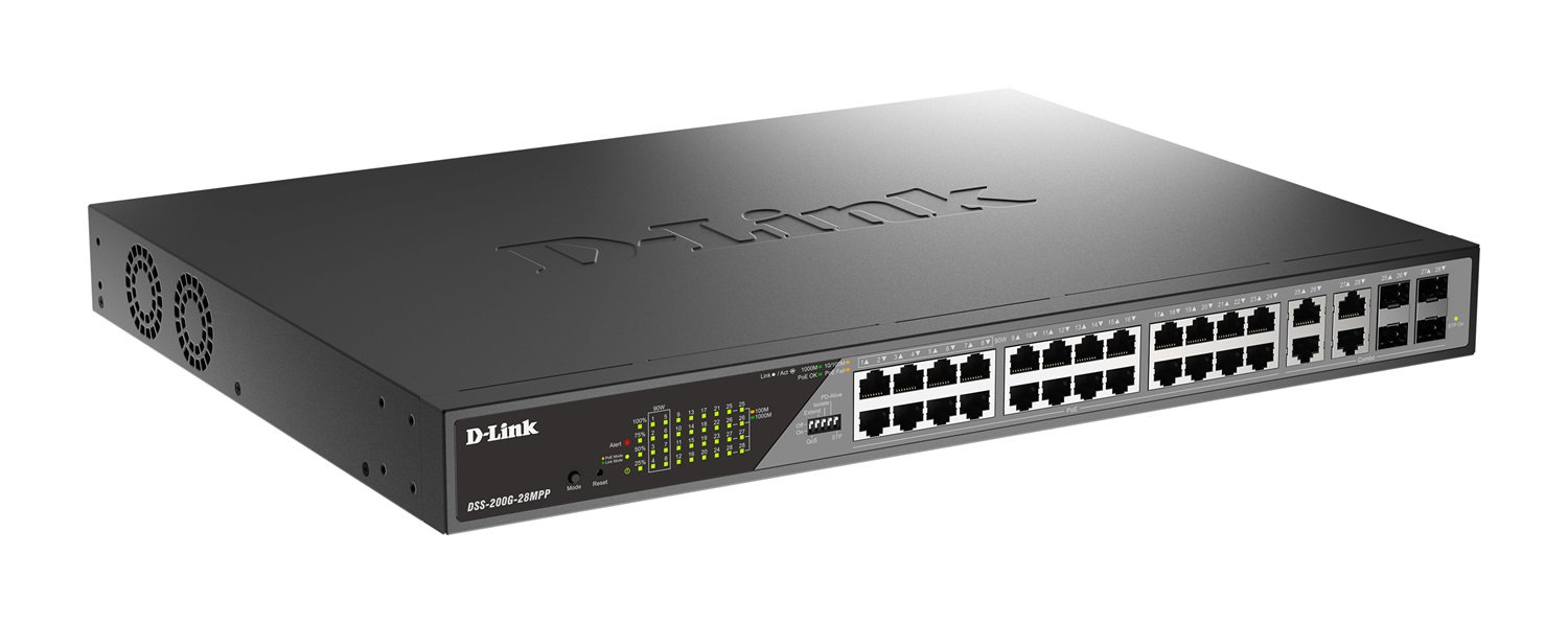 D-Link DSS-200G-28MP Switch di Rete Gestito L2 Gigabit Ethernet 24 Porte (10/100/1000) con Supporto Power over Ethernet (PoE) 1U Grigio