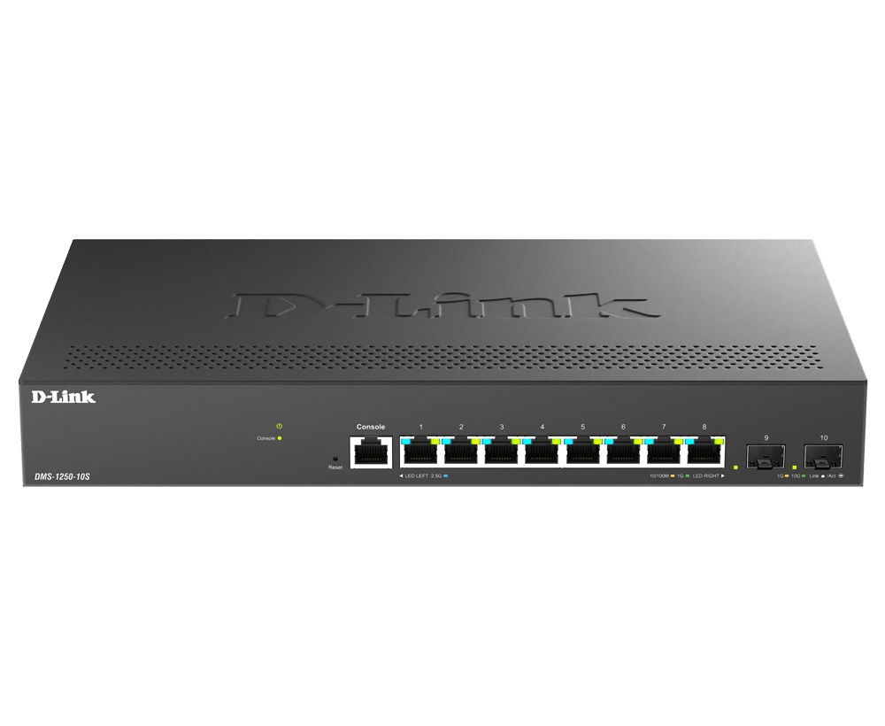 D-Link DMS-1250-10S/E Switch di Rete Gestito L2 10 Porte Multi-Gigabit (8 x 2.5G 2 x 10G SFP) Nero