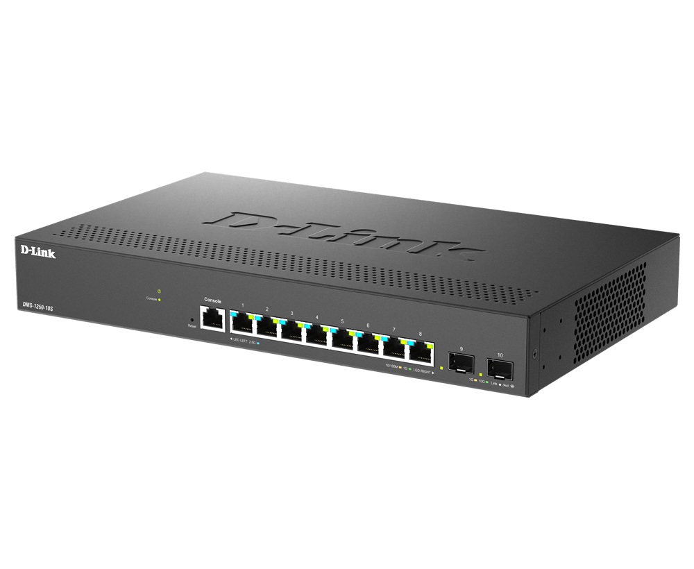 D-Link DMS-1250-10S/E Switch di Rete Gestito L2 10 Porte Multi-Gigabit (8 x 2.5G 2 x 10G SFP) Nero