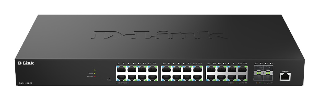 D-Link DMS-1250-28/E Switch di Rete Gestito L2 28 Porte 2.5G Ethernet con 4 Porte SFP - Nero