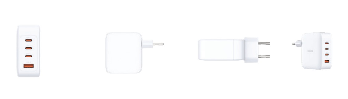 D-Link DCF-141 Caricatore GaN USB 140W - Adattatore Rapido 4 Porte per MacBook, Laptop, Smartphone e Tablet