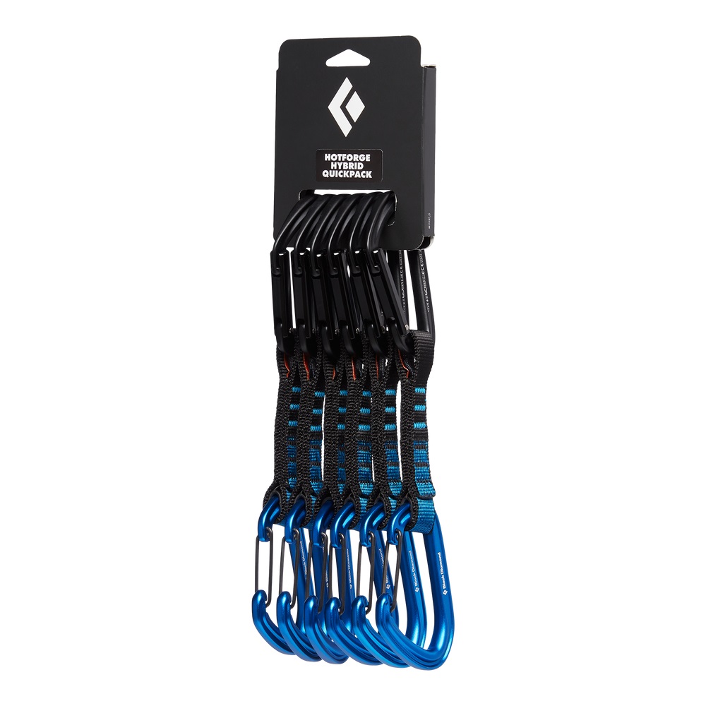 Black Diamond HotForge Hybrid Quickpack - Set di 6 Rinvii da Arrampicata 12 cm con Moschettone A Forma di D e Fettuccia in Poliestere