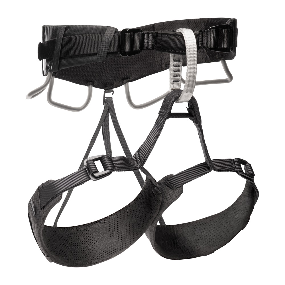 Black Diamond Momentum 4S - Imbracatura per arrampicata antracite, taglia S/M, con quattro fibbie di regolazione