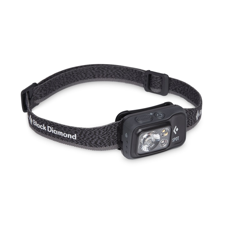 Black Diamond Spot 400 - Lampada Frontale Unisex Adulto, Graphite, 400 Lumen, Tecnologia PowerTap, Impermeabile, Dual-Fuel
