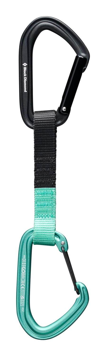 Black Diamond HotForge Hybrid Quickdraw - Rinvio da arrampicata con moschettone Keylock e dogbone in nylon, 12 cm