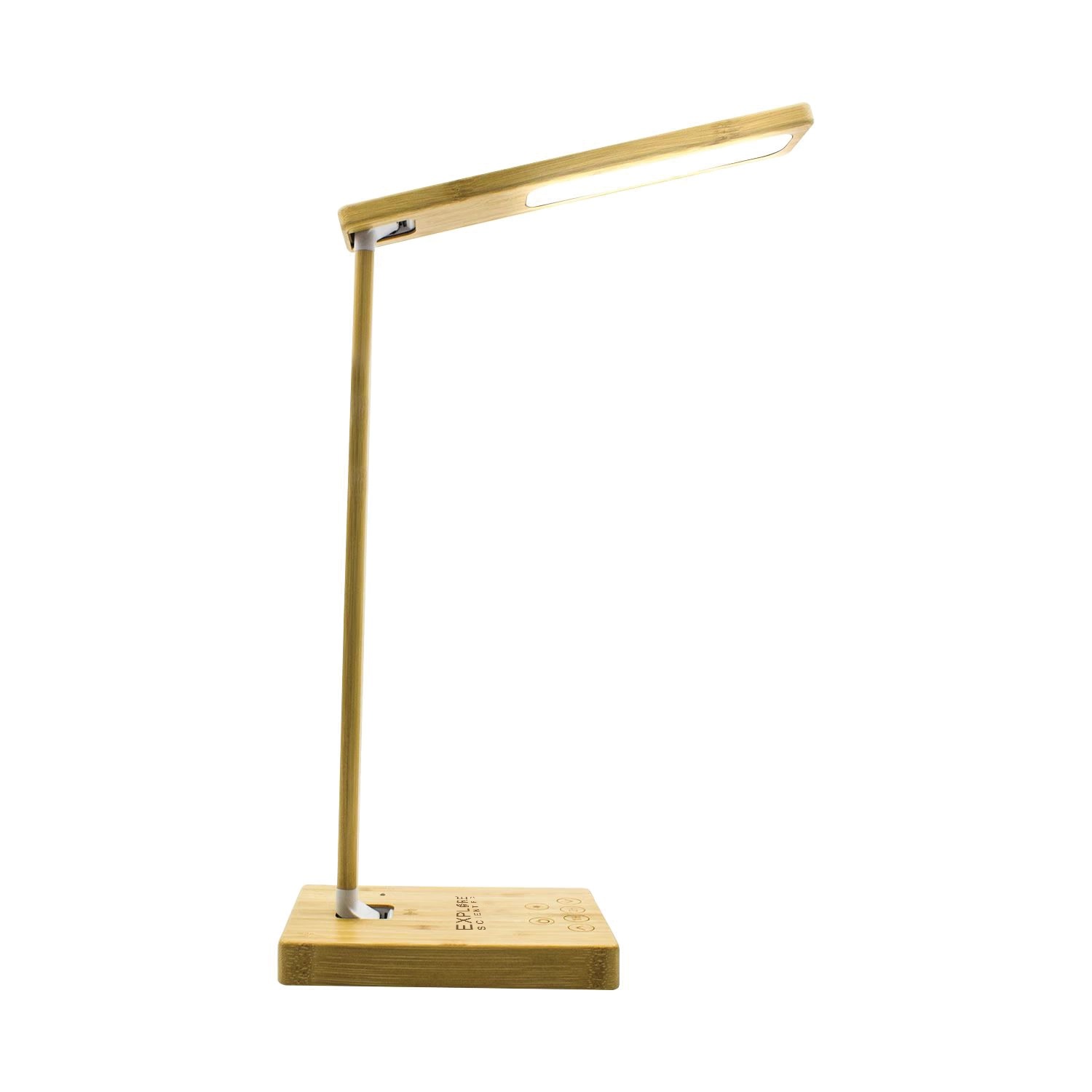 Explore Scientific BLC1001 Lampada da Tavolo 5 W LED in Bamboo Ecologico con Ricarica Smartphone, Timer e Luce Regolabile