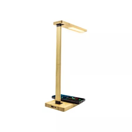 Explore Scientific BLC1001 Lampada da Tavolo 5 W LED in Bamboo Ecologico con Ricarica Smartphone, Timer e Luce Regolabile