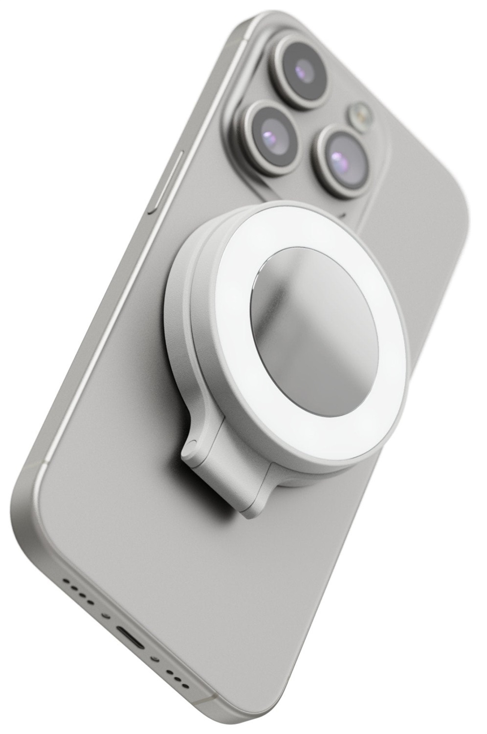 ShiftCam SnapStudio Light - Anello luminoso magnetico a LED con luminosità e temperatura regolabili, ricarica USB-C, compatibile con MagSafe, ideale per vlogging e fotografia mobile (grigio)