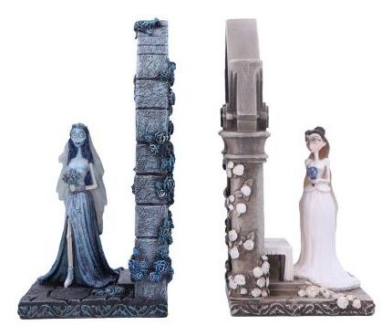 Nemesis Now Corpse Bride Emily e Victoria Bookends - Oggetti da Collezione Licenza Ufficiale Tim Burton