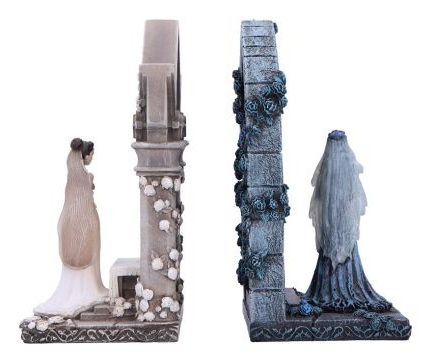 Nemesis Now Corpse Bride Emily e Victoria Bookends - Oggetti da Collezione Licenza Ufficiale Tim Burton
