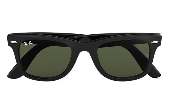 Ray-Ban Wayfarer Classic RB2140 - Occhiali da Sole Nero con Lenti G-15 Verde, Forma Quadrata, Unisex