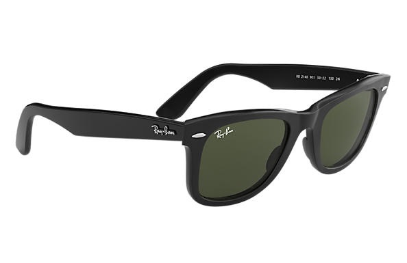 Ray-Ban Wayfarer Classic RB2140 - Occhiali da Sole Nero con Lenti G-15 Verde, Forma Quadrata, Unisex