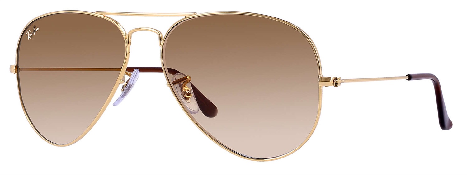 Ray-Ban RB3025 Aviator Large Metal Gradient - Occhiali da Sole Unisex in Oro con Lenti Marroni Sfumate
