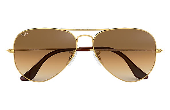 Ray-Ban RB3025 Aviator Large Metal Gradient - Occhiali da Sole Unisex in Oro con Lenti Marroni Sfumate