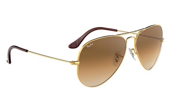 Ray-Ban RB3025 Aviator Large Metal Gradient - Occhiali da Sole Unisex in Oro con Lenti Marroni Sfumate