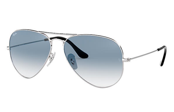 Ray-Ban RB3025 Aviator Gradient Occhiali da Sole Argento con Lenti Sfumate Azzurro Unisex