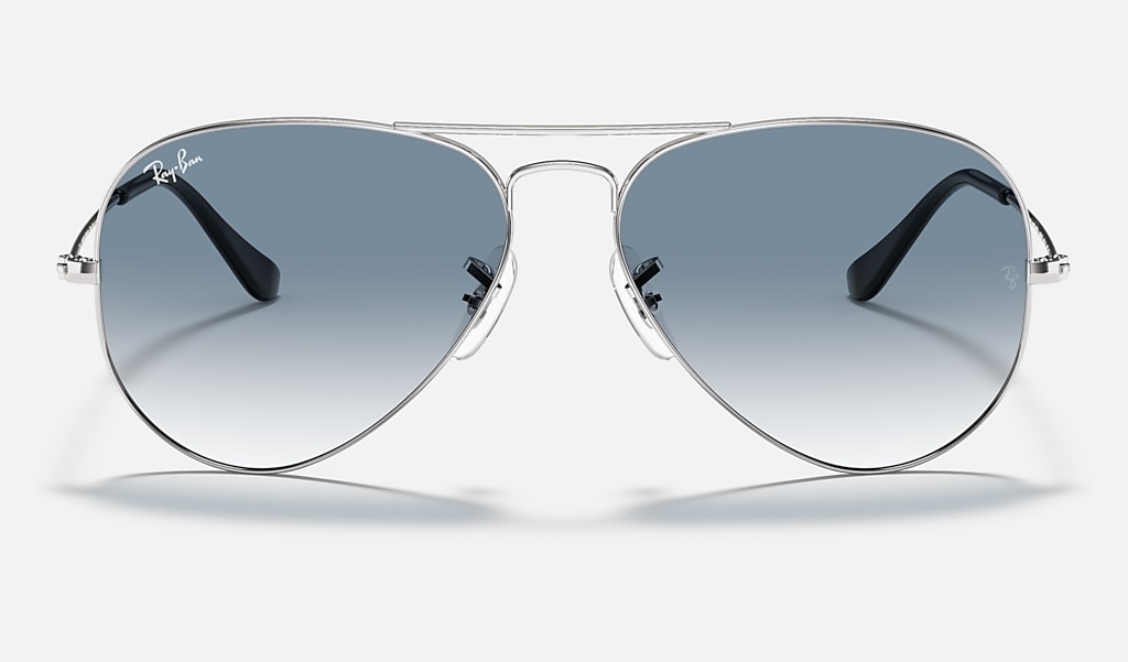 Ray-Ban RB3025 Aviator Gradient Occhiali da Sole Argento con Lenti Sfumate Azzurro Unisex