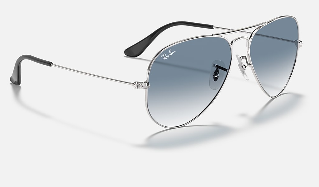 Ray-Ban RB3025 Aviator Gradient Occhiali da Sole Argento con Lenti Sfumate Azzurro Unisex