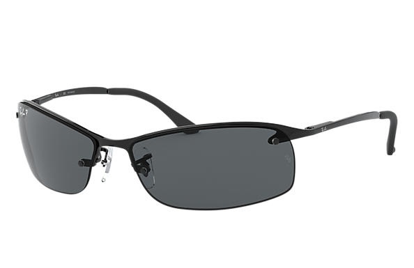 Ray-Ban RB3183 Occhiali da Sole Rettangolari Polarizzati Nero/Grigio Unisex in Metallo