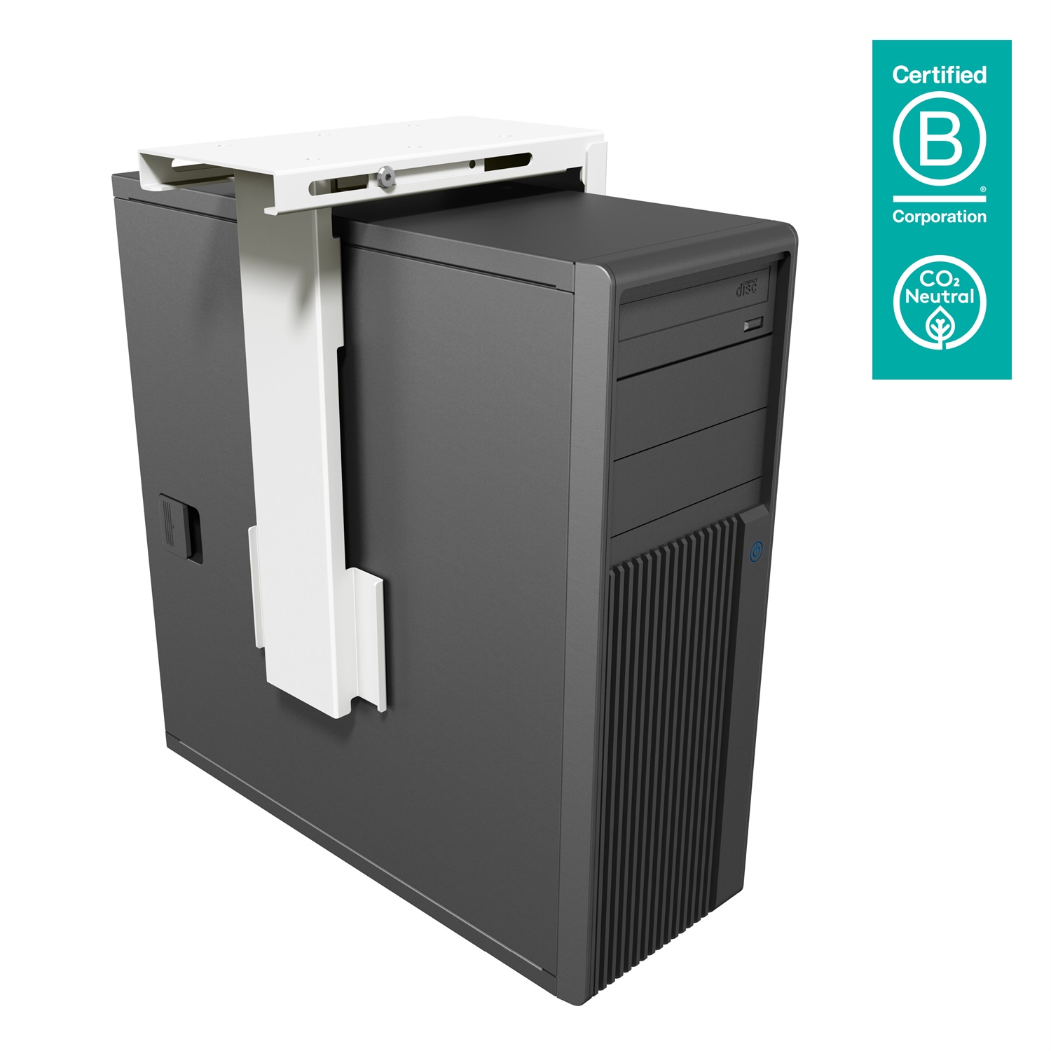 Dataflex Viewmate Supporto Computer - Scrivania Fisso con Fissaggio Sotto, Colori Argento, Bianco e Nero