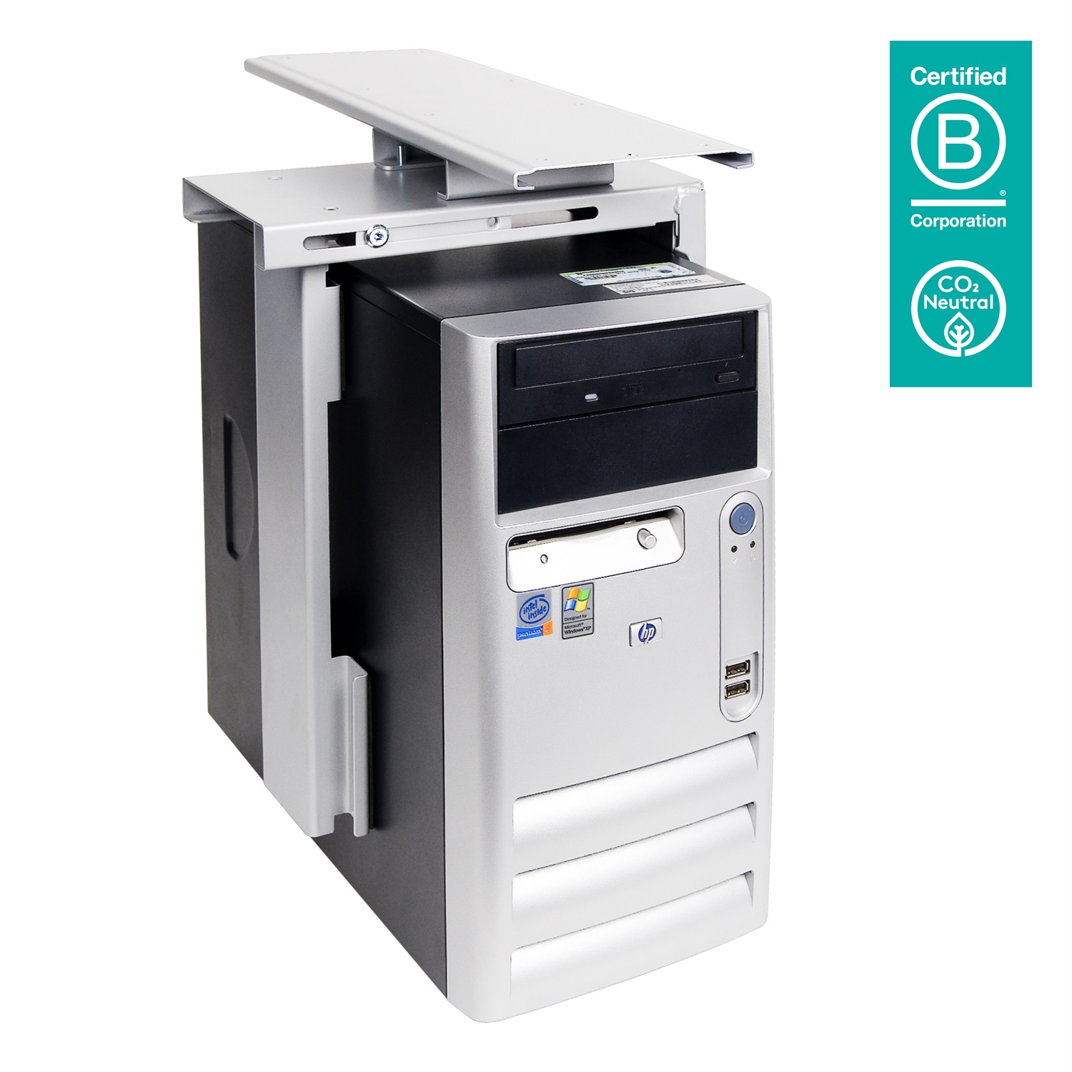 Dataflex Viewmate 32.322 - Supporto Computer Estraibile e Ruotabile, Argento/Nero, Fissaggio Sotto Scrivania